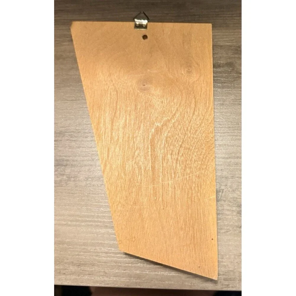 MCM Vintage Cross with Overlapping Circles on Wooden Maple Plaque Wall Hanging